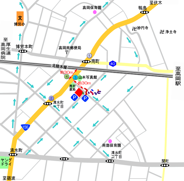 地図／理･美容室ヘアーサロンふらっと/富山県高岡市 理容店 美容室